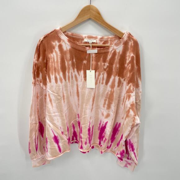 Z SUPPLY NWT Evereve Tempest Tie Dye Raw Hem Pullover Sweatshirt // L - Picture 5 of 12
